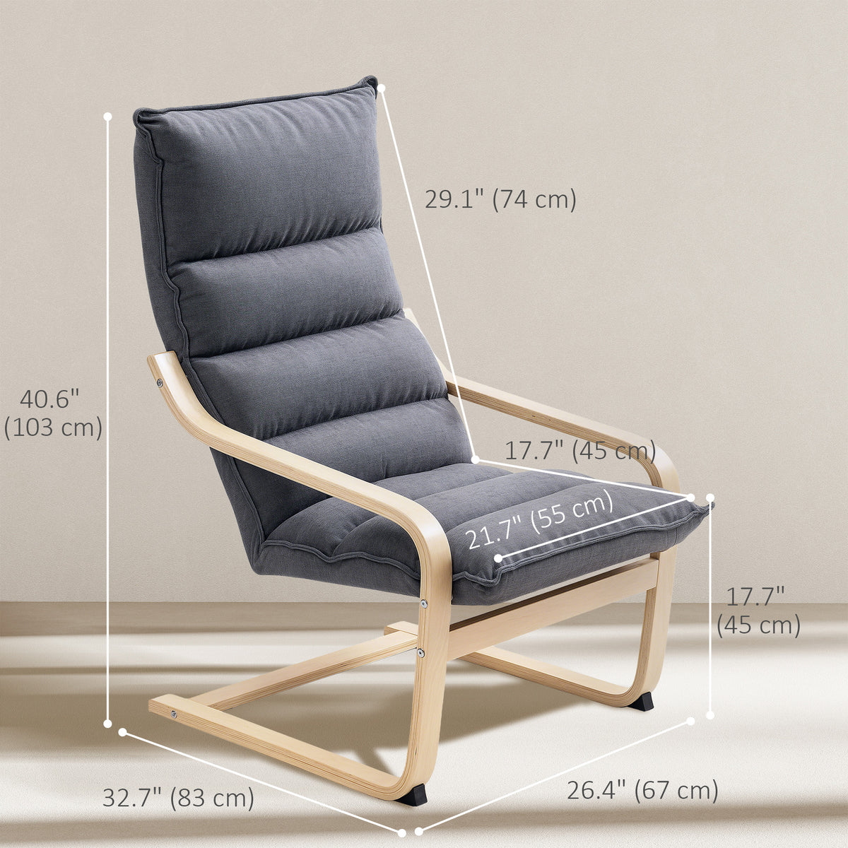 High-Back Velvet Accent Armchair Curved Birch Legs