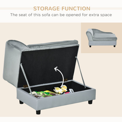Pet sofa with storage natural wood