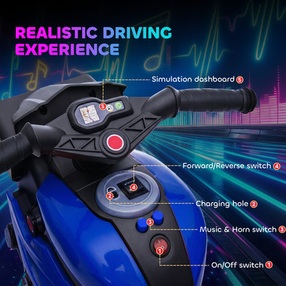 Electric Motorcycle Ride-On Toy 6V Pedal Powered Music Headlights