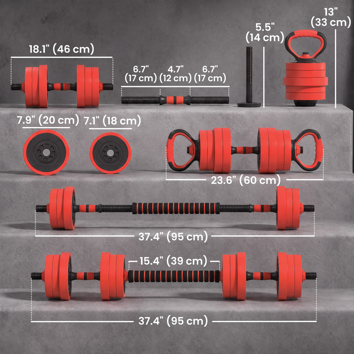 4-in-1 20 kg Adjustable Dumbbell Set