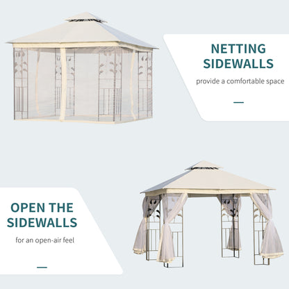 Steel Patio Gazebo Double-Tier Canopy 10x10 ft