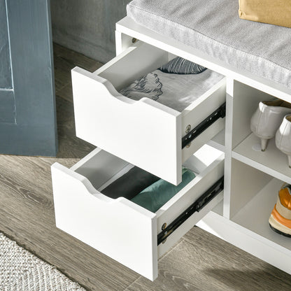Upholstered shoe storage bench with seat