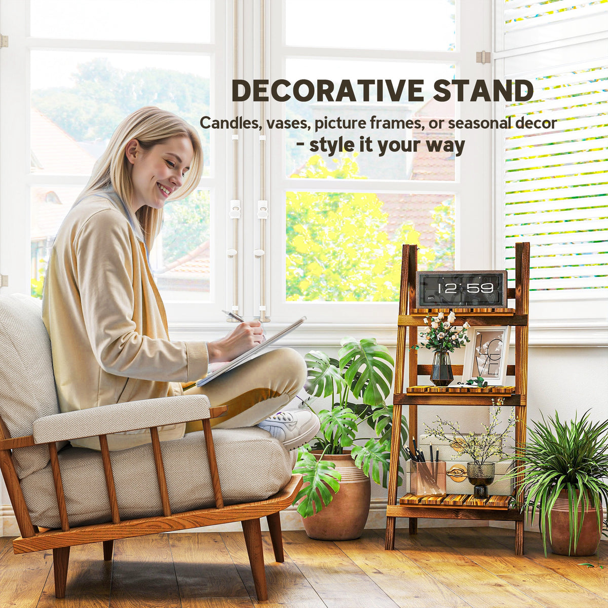 3-Tier Foldable Wooden Plant Stand