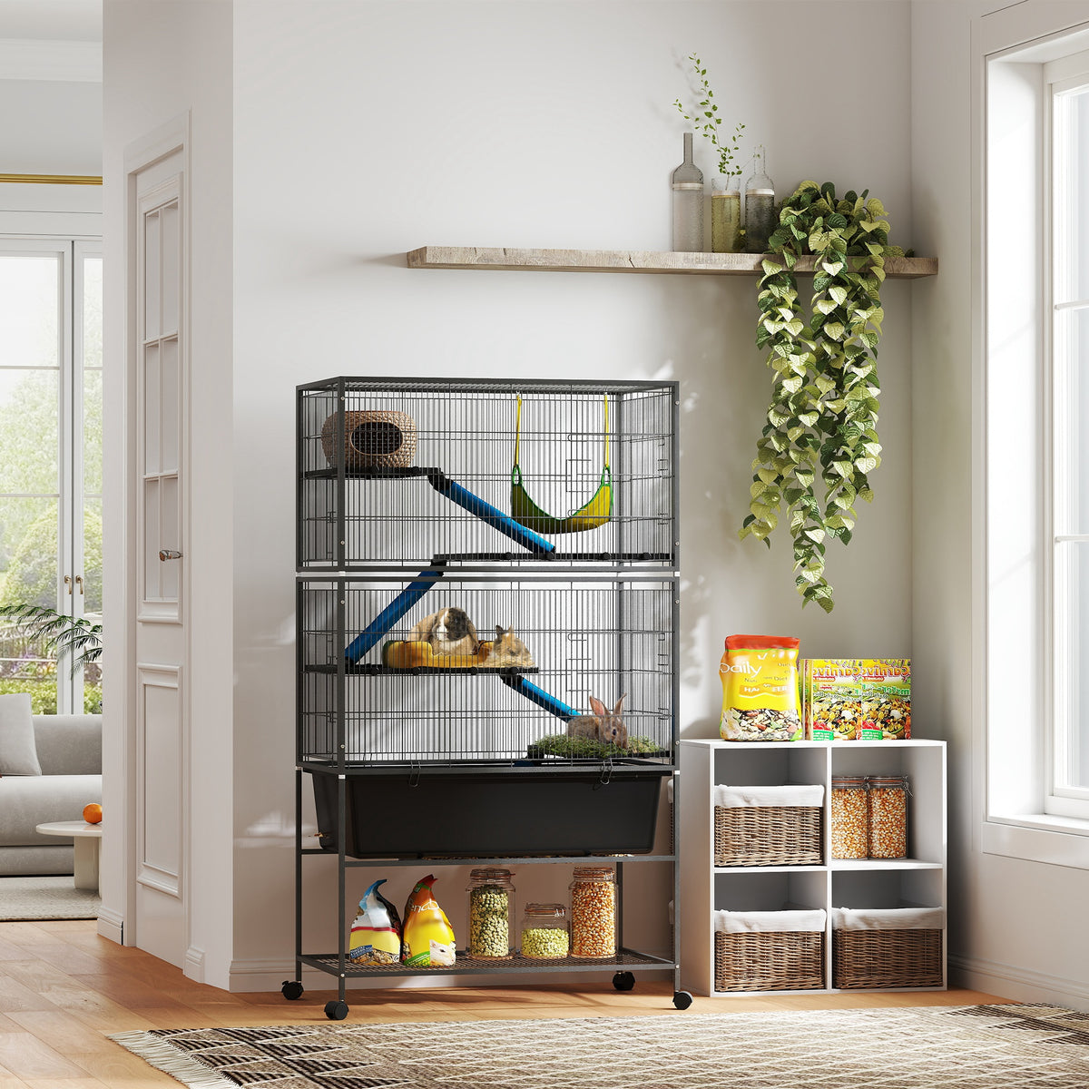 Small animal cage on wheels 150.5 cm