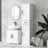 Farmhouse Pedestal Sink Storage Cabinet Barn Doors