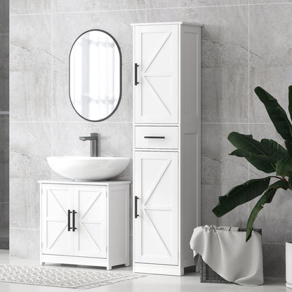 Farmhouse Pedestal Sink Storage Cabinet Barn Doors