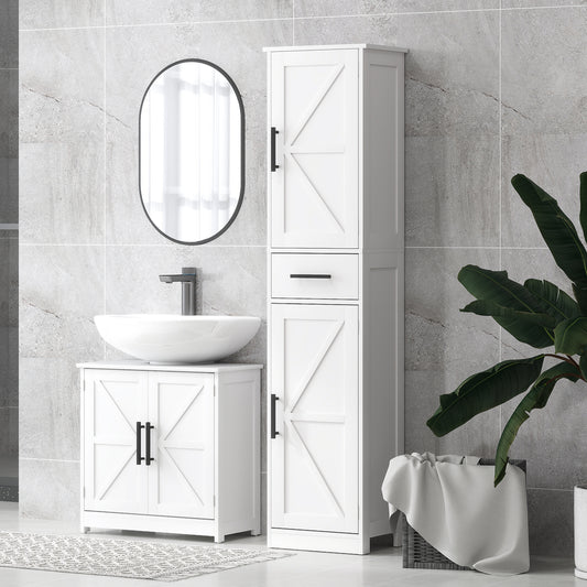 Farmhouse Pedestal Sink Storage Cabinet Barn Doors