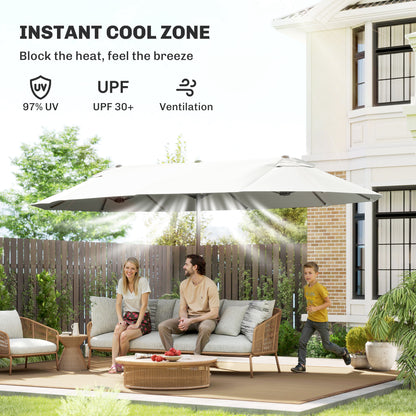 Double Canopy Patio Umbrella with Crank — 457 cm