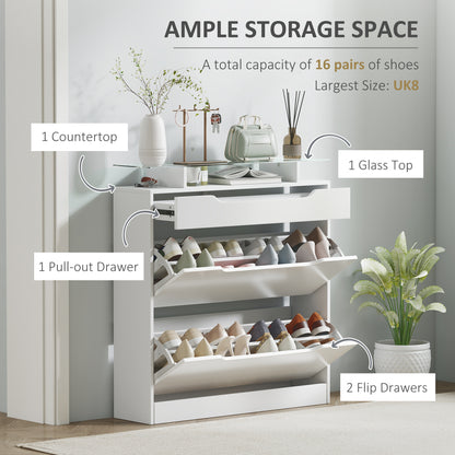 Shoe Cabinet High Gloss Flip Drawers Adjustable Shelves