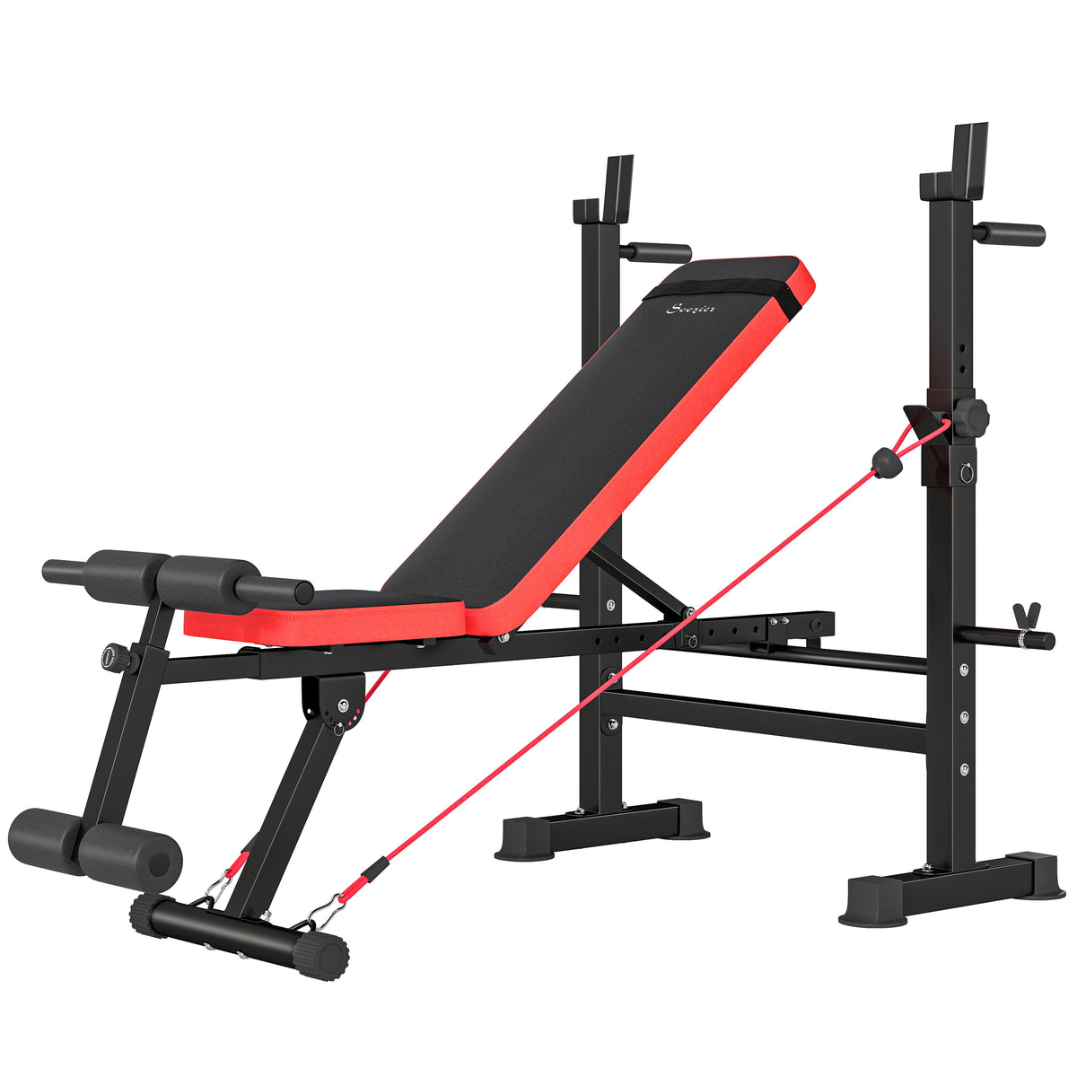 Banco de musculación regulable con soporte para press de banca