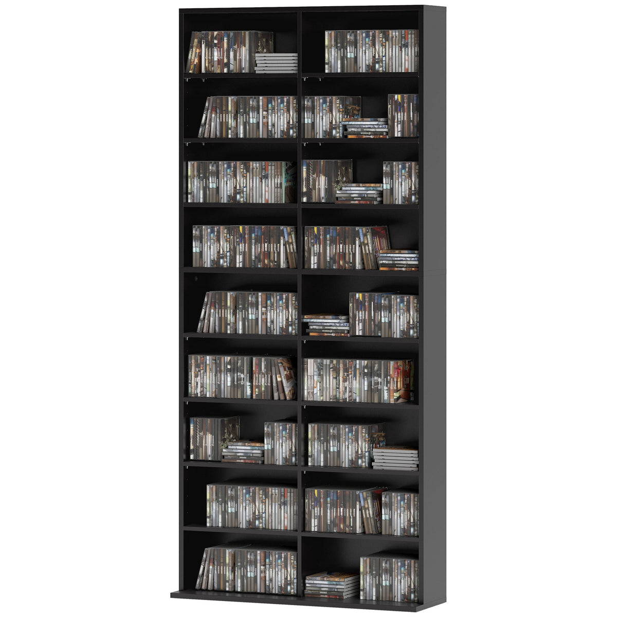 9-Tier Media Shelf 18 Compartments Adjustable