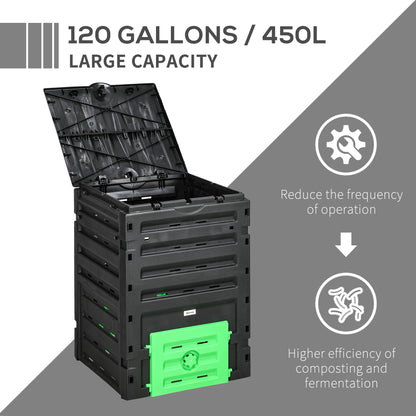 Outdoor Compost Bin 80 Vents 2 Doors 450 L