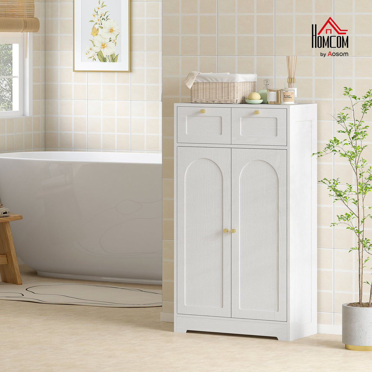 Mueble de baño con patas y cajones