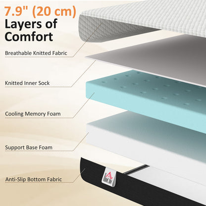 Colchón de espuma viscoelástica con gel refrescante de 20 cm