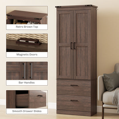Tall Kitchen Pantry Cabinet 4-Tier with Drawers