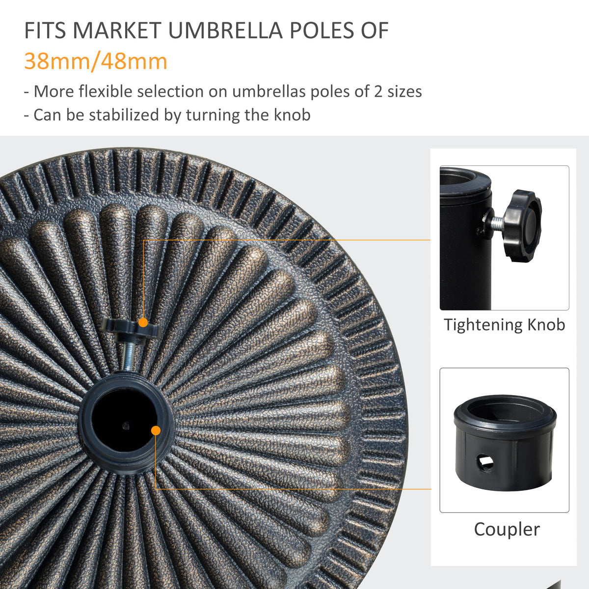 Round Resin Patio Umbrella Base Decorative Design