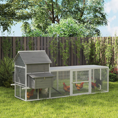 Wooden chicken coop with run and nesting box