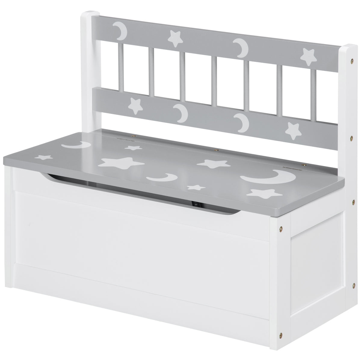 Kids toy box storage chest with backrest