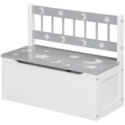 Kids toy box storage chest with backrest