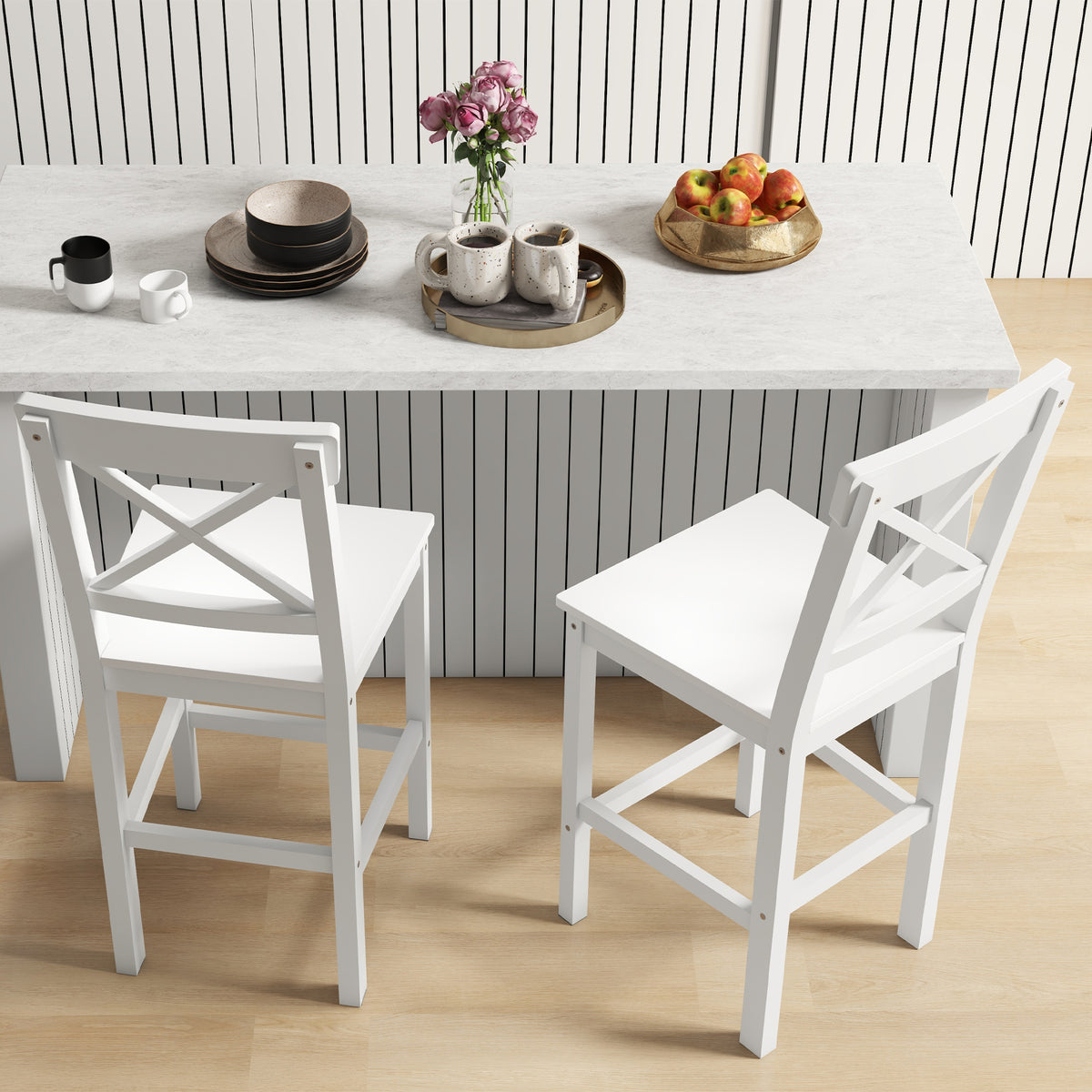 Counter Height Stools Set of 2 Farmhouse Style