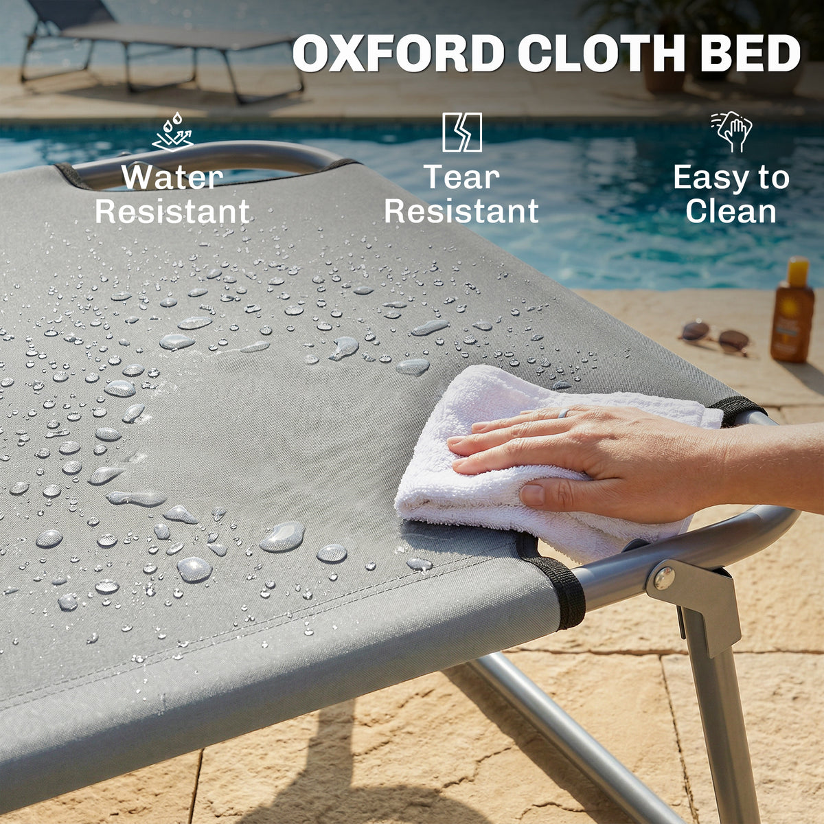 Folding Lounge Chair with Adjustable Sun Shade