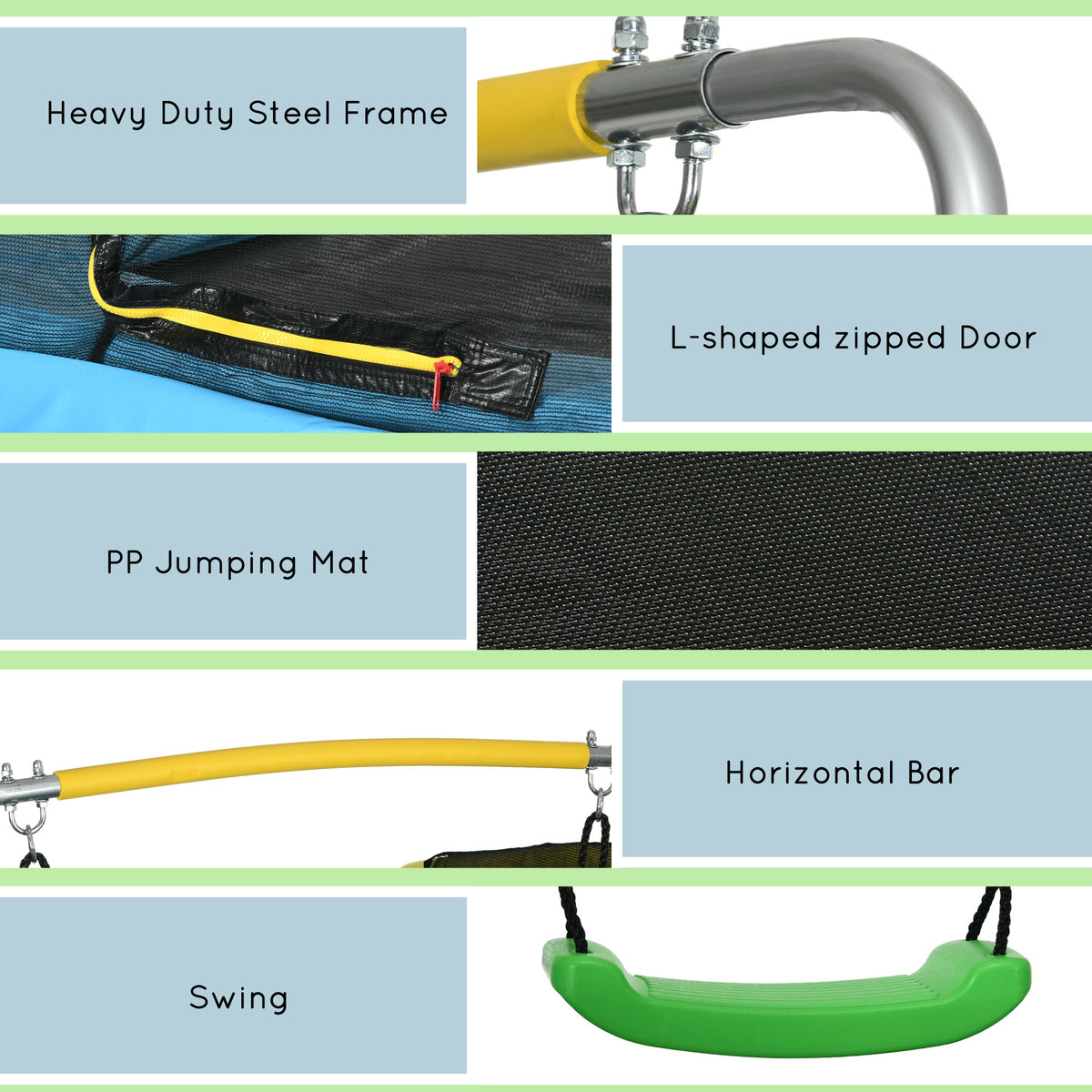 Kids Trampoline with Safety Net and Swing