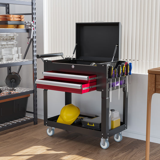 Rolling Tool Cart with Drawers and Flip-Top Storage