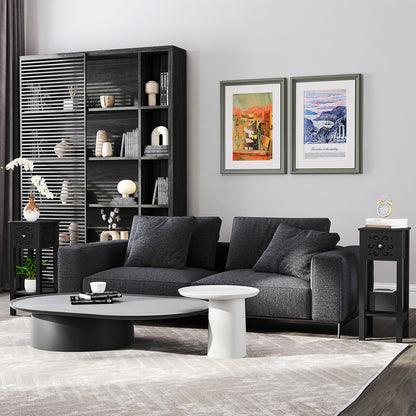 Nightstands with drawer and open shelf set of 2