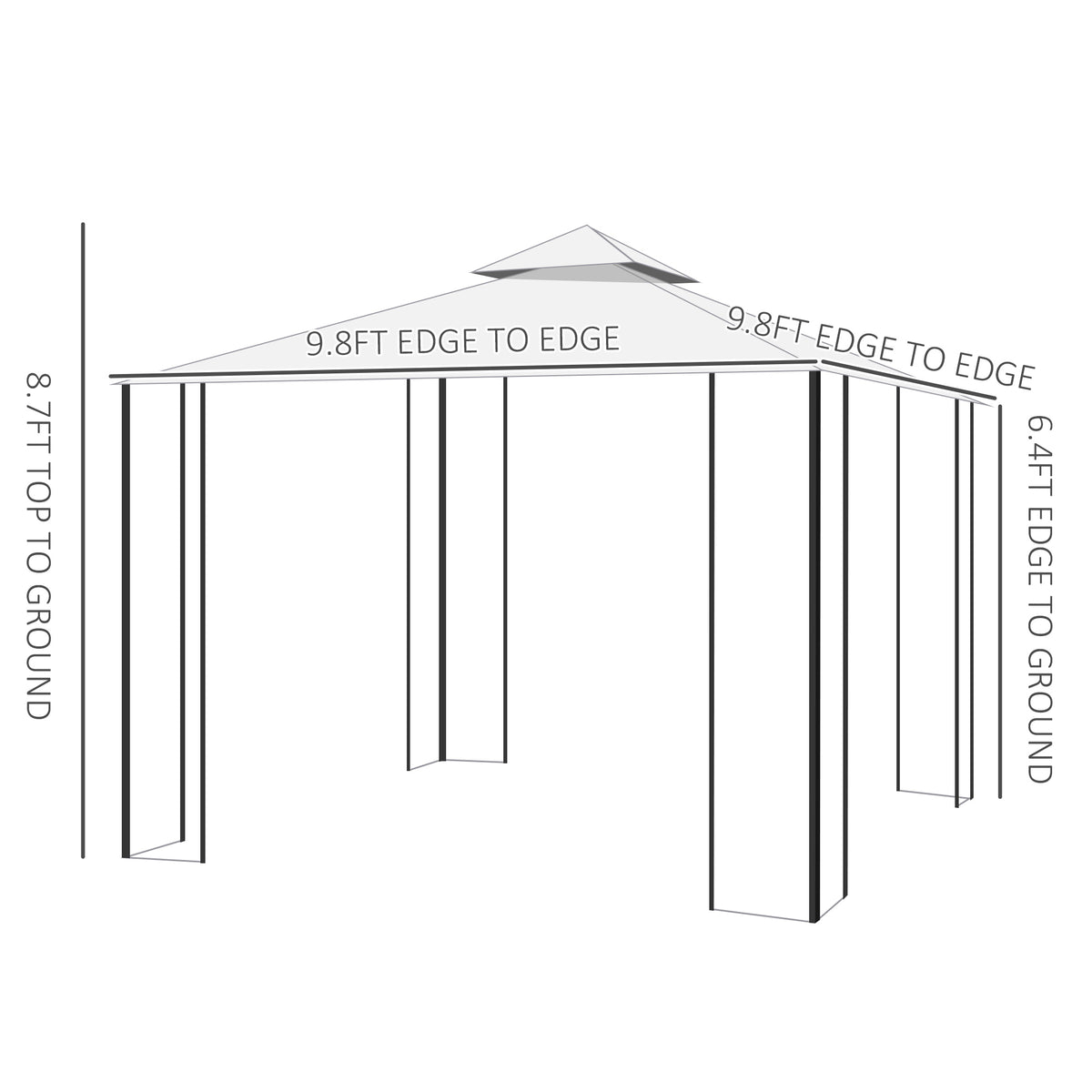 Steel Patio Gazebo Double-Tier Canopy 10x10 ft