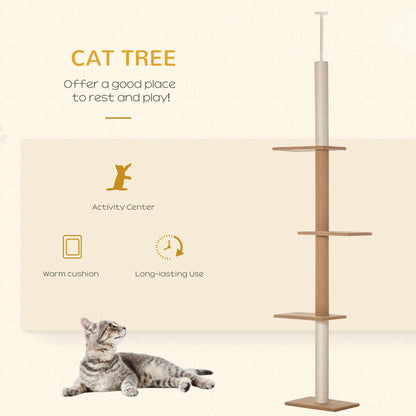Árbol para gatos ajustable de suelo a techo de 4 niveles