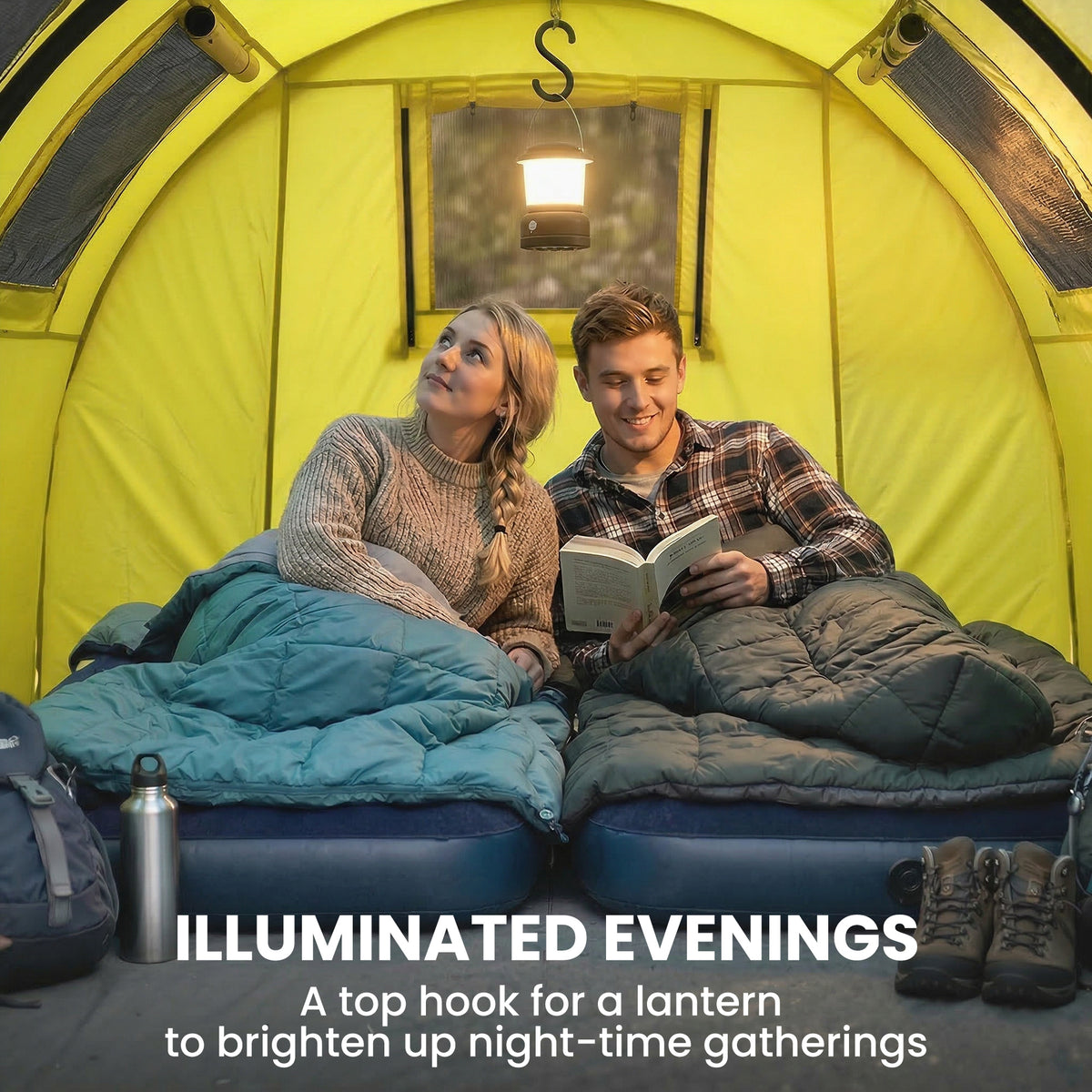 2-Room Waterproof Camping Tent for 3-4 People