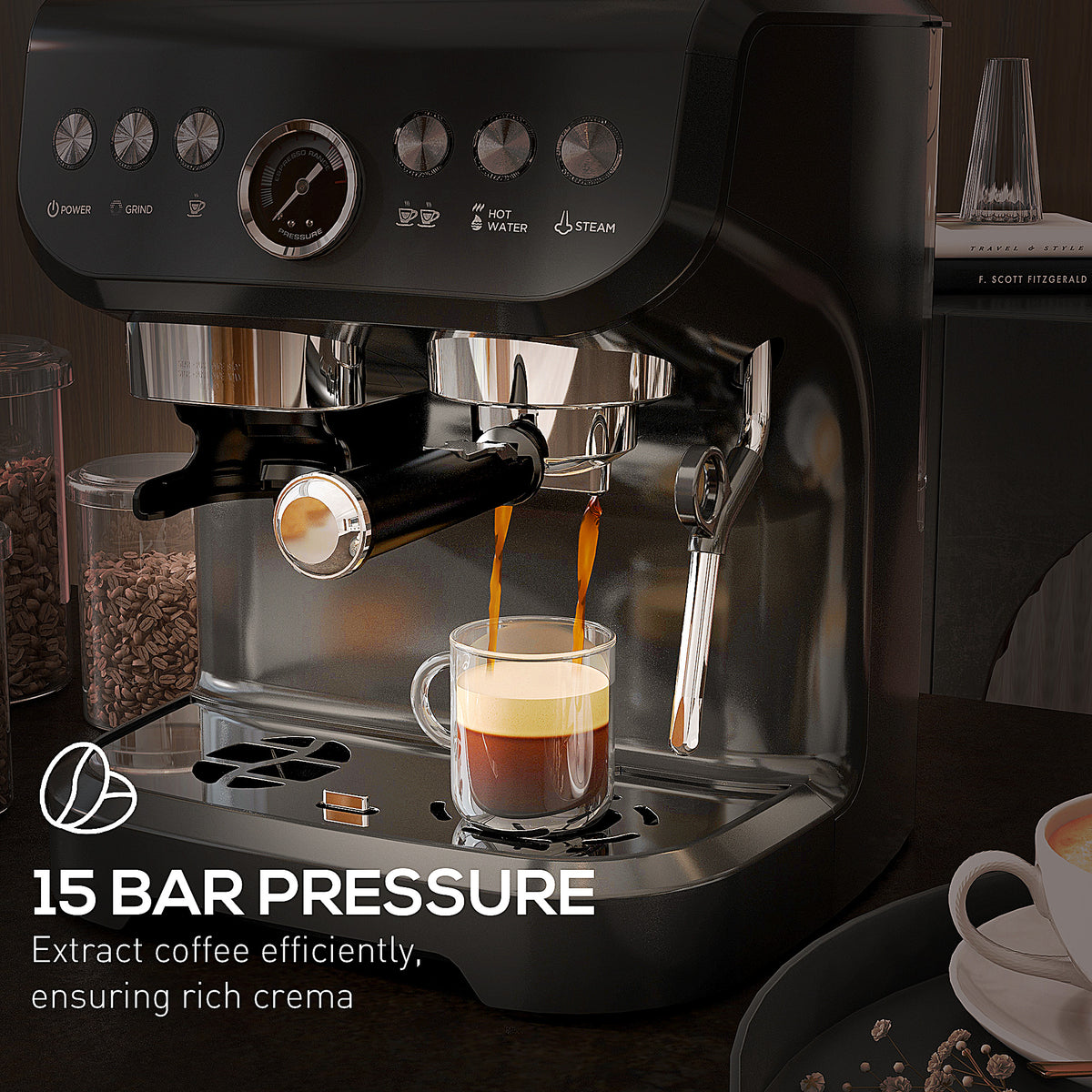 15 Bar Espresso Machine with Milk Frother