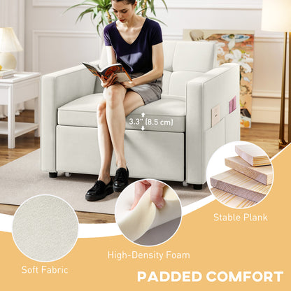 Convertible Velvet Chair Bed with USB Charging