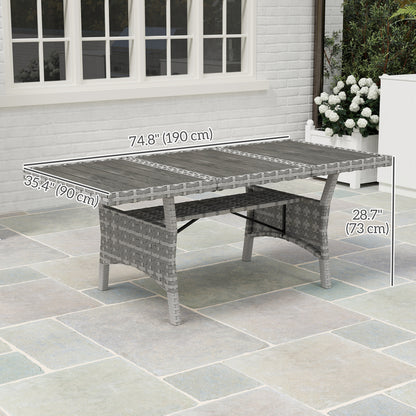 Outdoor Dining Table for 6-8 with Storage Shelf