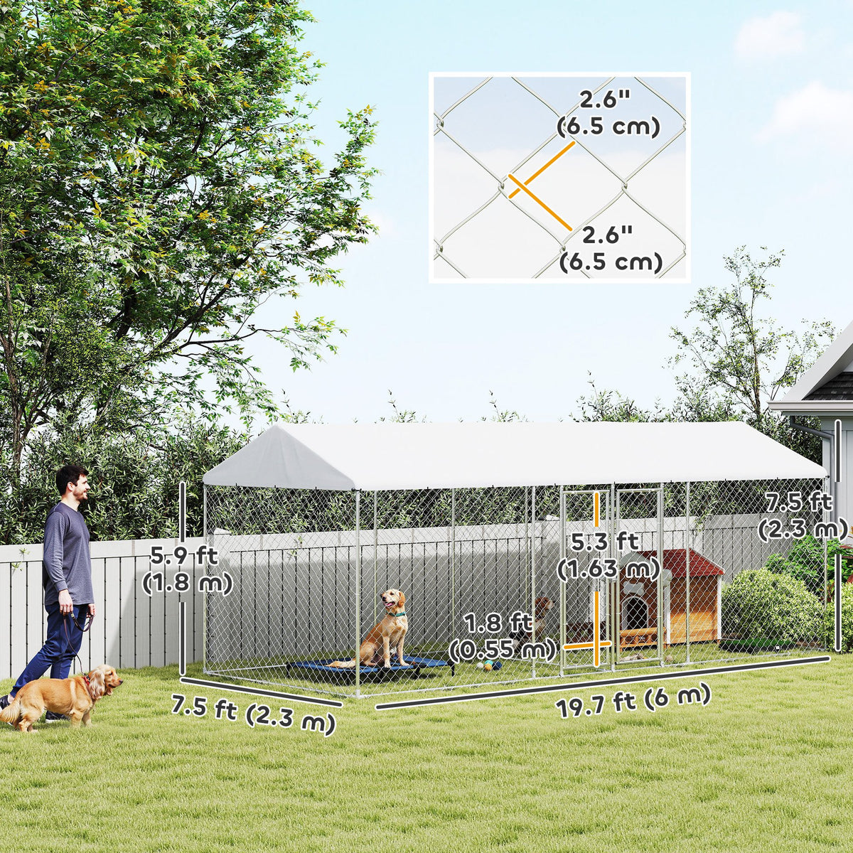 Outdoor Two-Room Dog Kennel