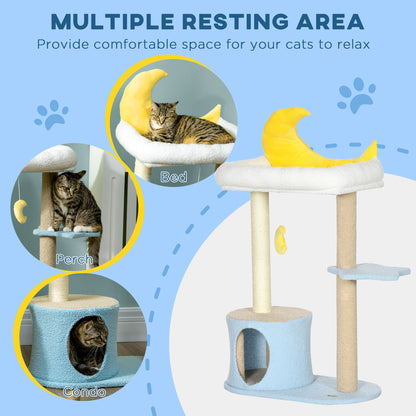 Árbol para gatos con luna y estrellas