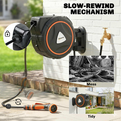 Retractable Wall-Mounted Garden Hose Reel 100ft