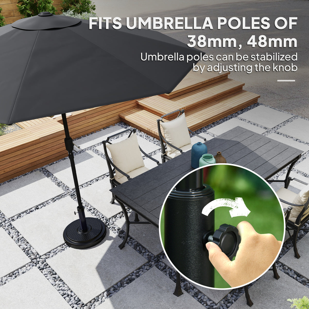 Round HDPE Patio Umbrella Base 48 lbs