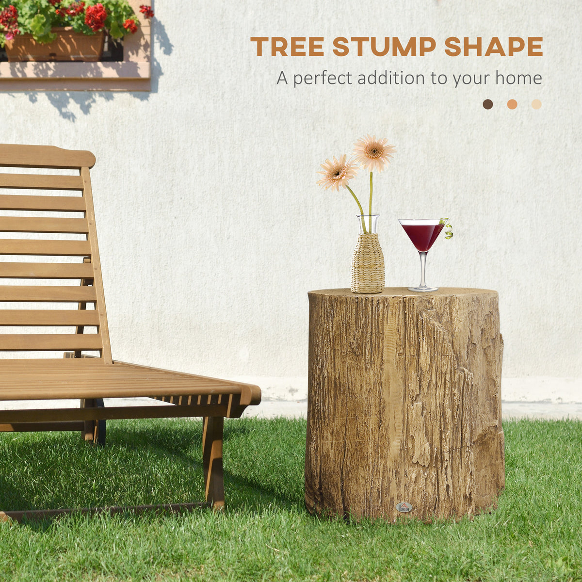 Concrete finish tree stump side table