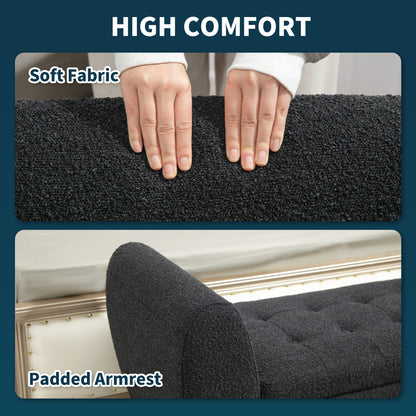 Modern Upholstered Storage Bench with Arms