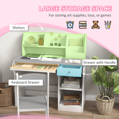 Kids Study Desk and Chair Set with Storage — Set of 2
