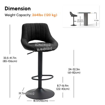 Swivel Adjustable Bar Stools Linen Upholstered — Set of 2