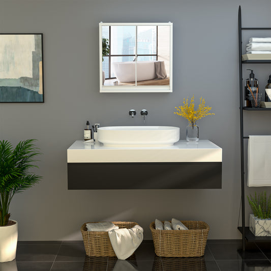 Wall mounted mirrored bathroom medicine cabinet
