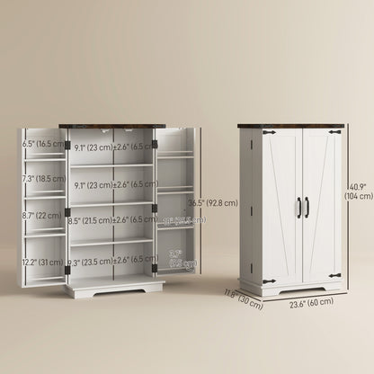 Farmhouse Kitchen Pantry Storage Cabinet with Adjustable Shelves