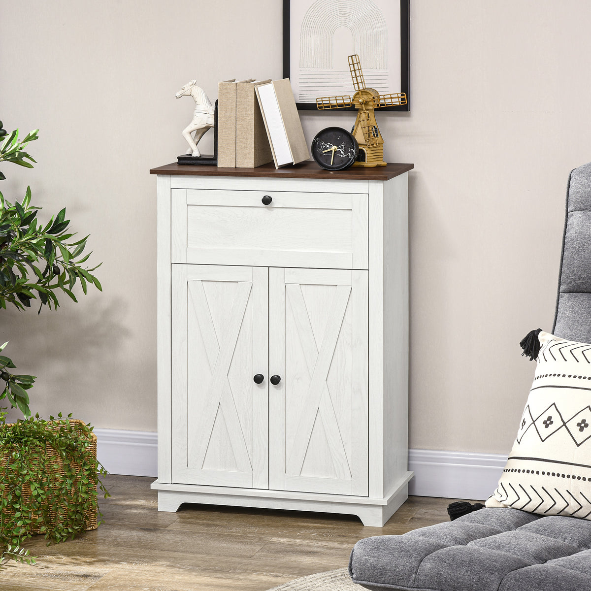 Farmhouse Kitchen Sideboard Storage Cabinet with Drawer