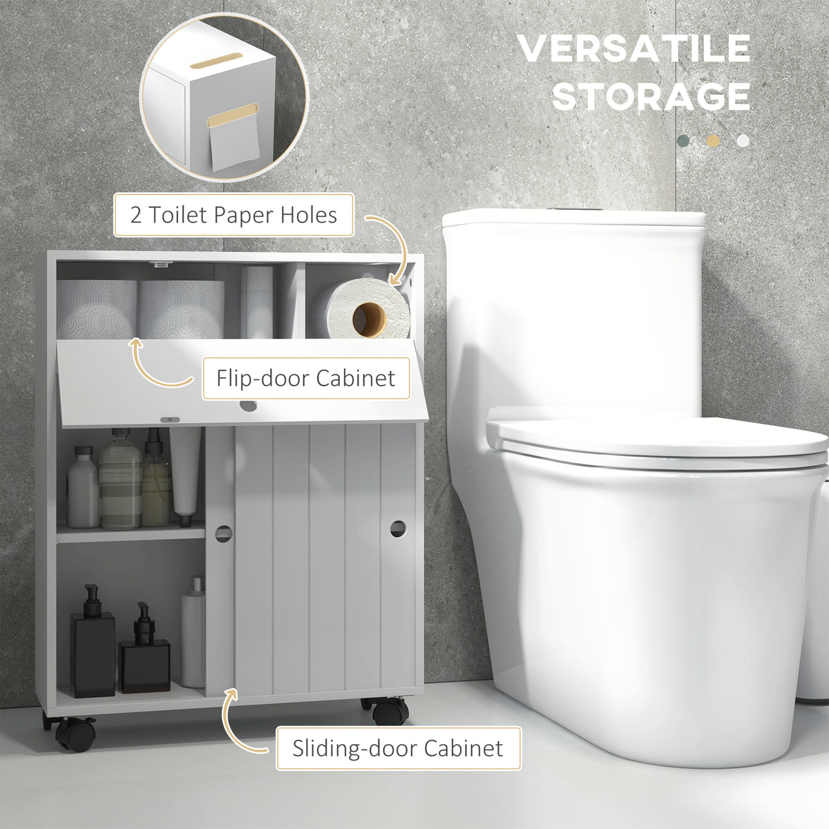 Mueble de almacenamiento estrecho con ruedas para baño