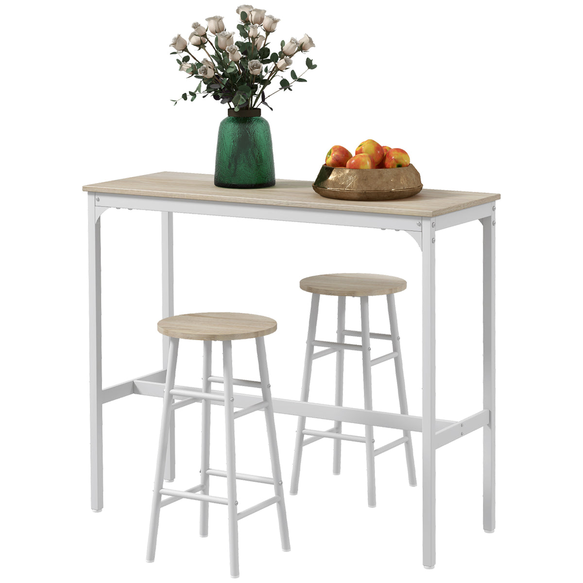 Conjunto de bar de 3 piezas: mesa alta y taburetes