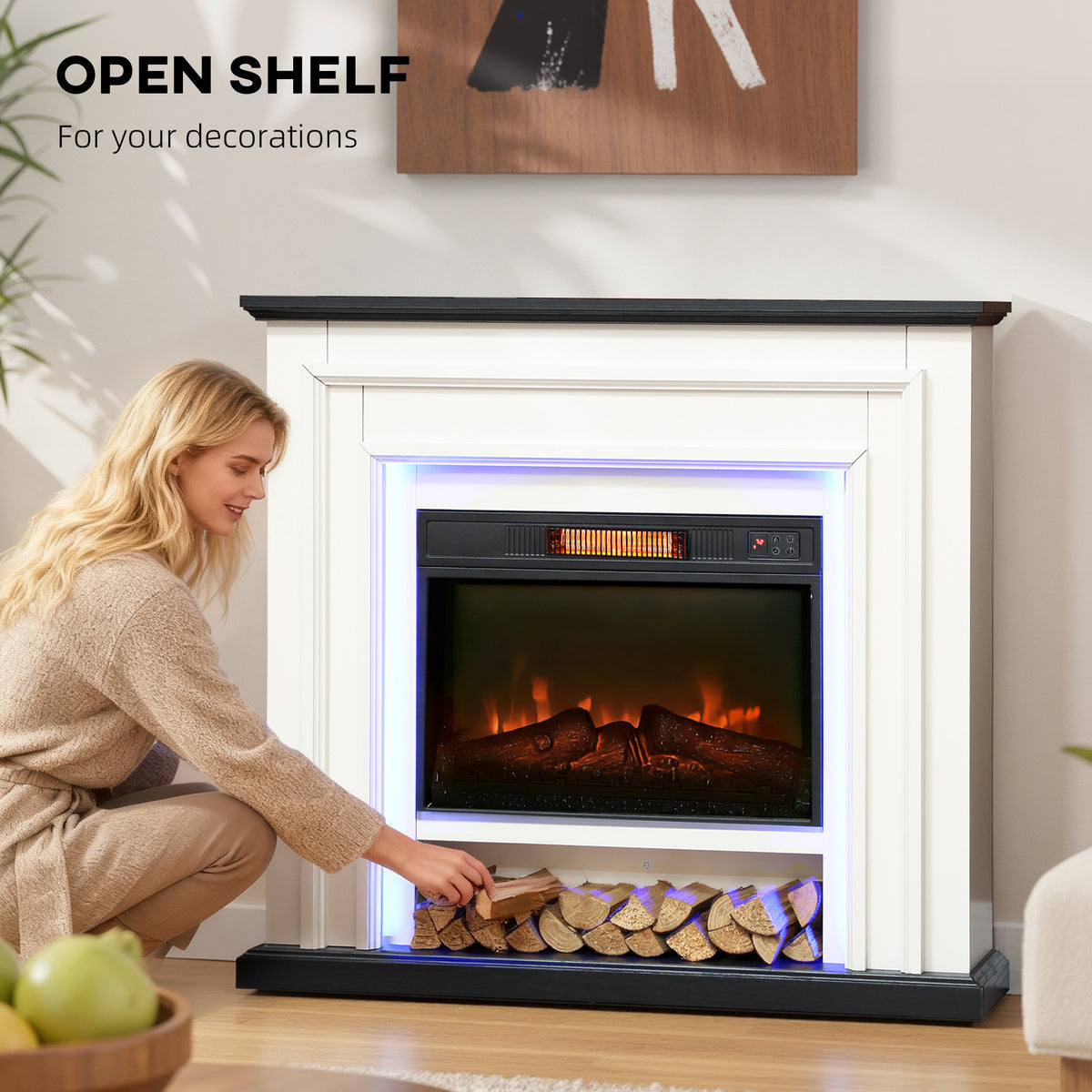 Chimenea eléctrica con repisa de 105 cm