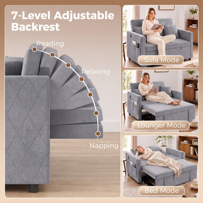 Sofá cama convertible de terciopelo con puertos USB