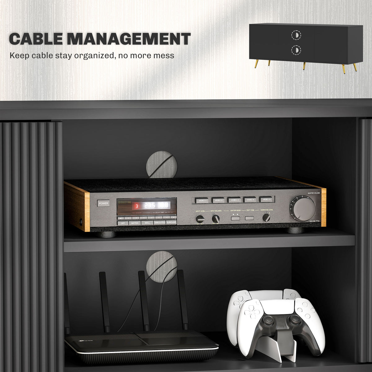 Mueble de TV moderno con almacenamiento para 55 pulgadas